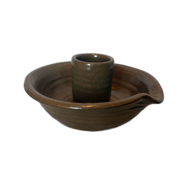 Beer Can Chicken Pottery Roaster Stoneware Made in Texas Earthy Brown - Picture 5 of 9